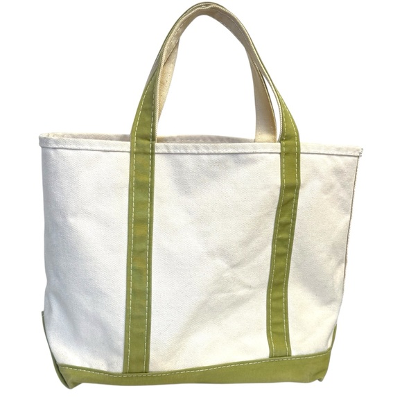 L.L. Bean Medium Boat and Tote Open Top Bag with Green Handles - Picture 2 of 10